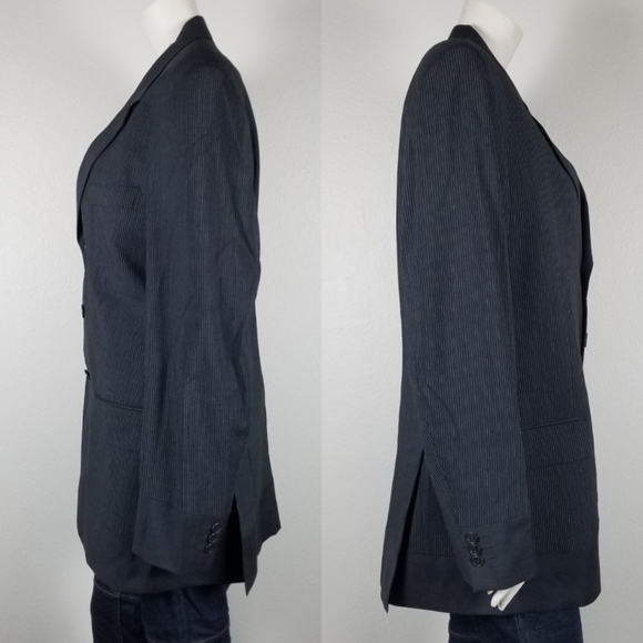 Cheap and Chic Moschino Oversized Three-Button Pinstripe Gray Blazer Size 40 - Picture 2 of 12